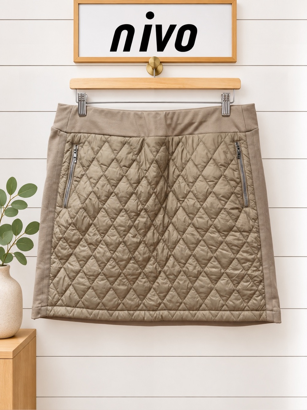 Nivo Quilted Skirt – Beige/Taupe – Size Large